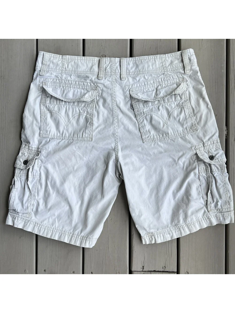 Levis Mens 36x10 Cargo Shorts Cotton Twill Light Khaki Utility Grunge Y2K